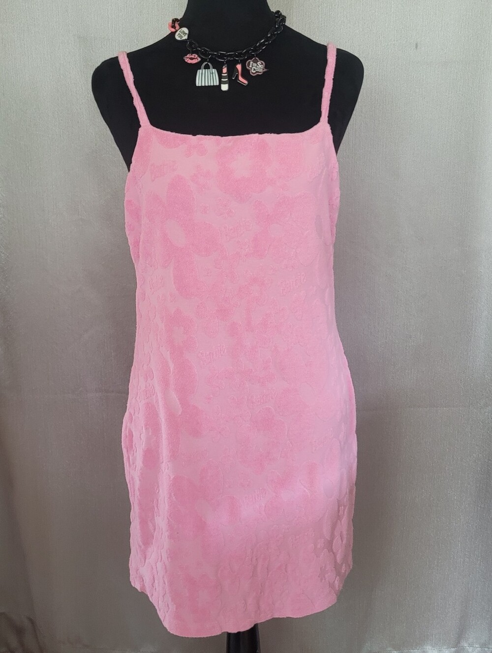 Pink Floral Jacquard Slip Dress